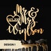 Mr and Mrs Cake Topper, Wedding Cake Topper, Rustic Wedding Cake Topper, Gold Cake Topper 