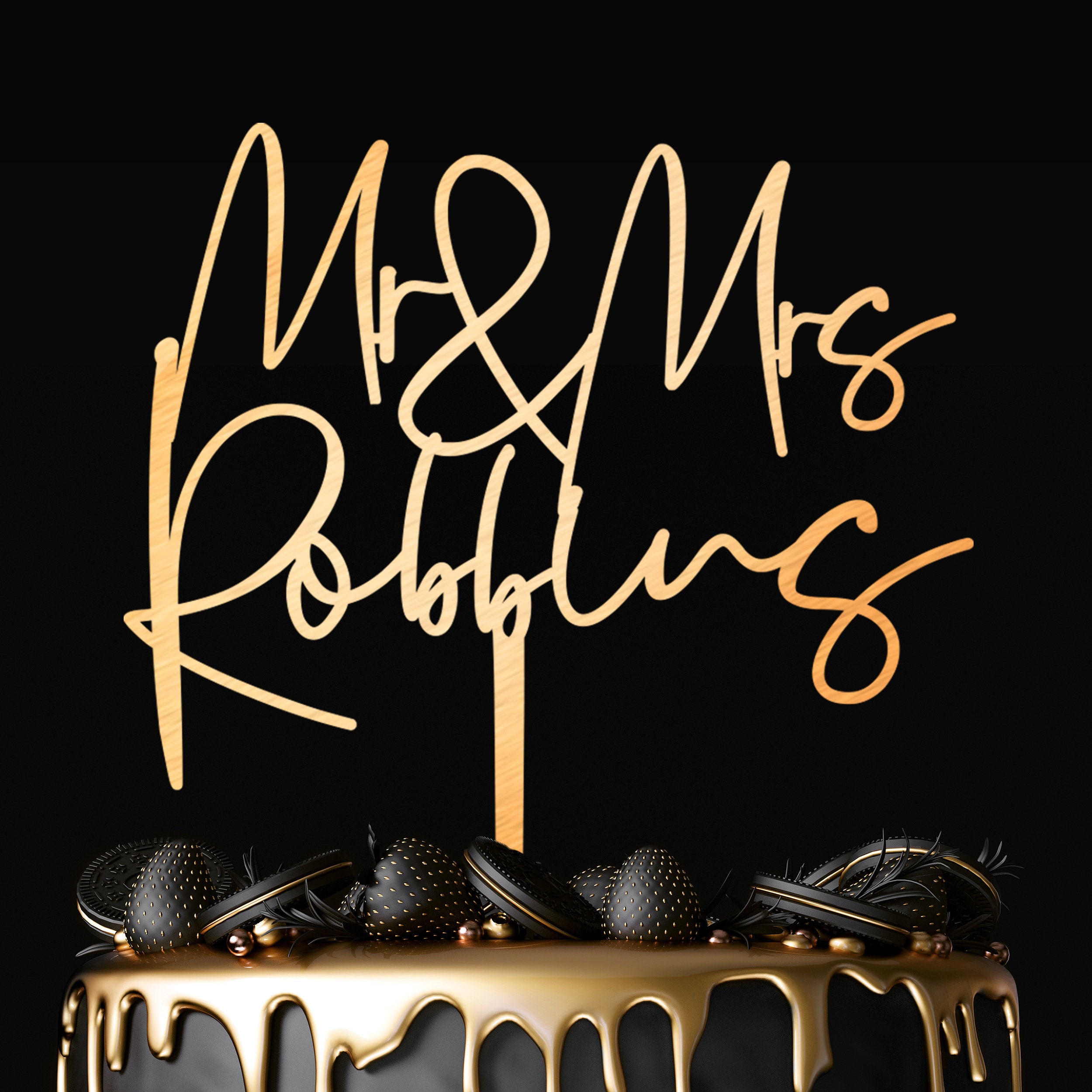 Wedding Cake Topper Mr and Mrs Cake Topper Custom Cake Etsy