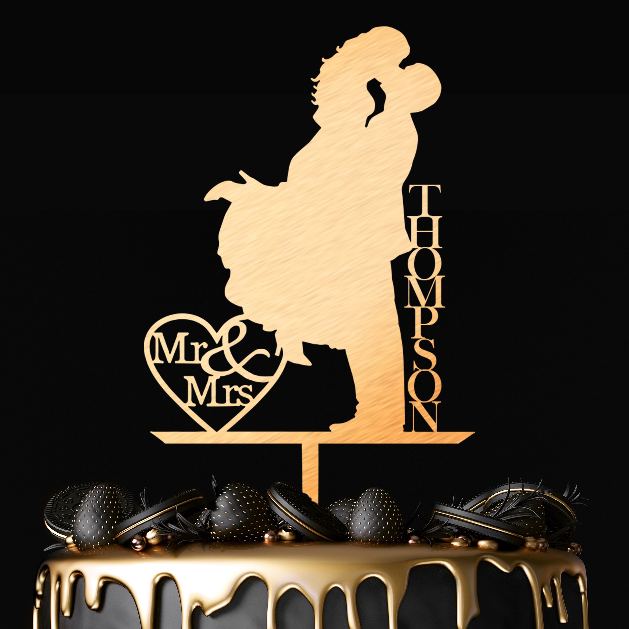 Wedding Cake Topper Mr and Mrs Cake Topper Custom Cake Etsy