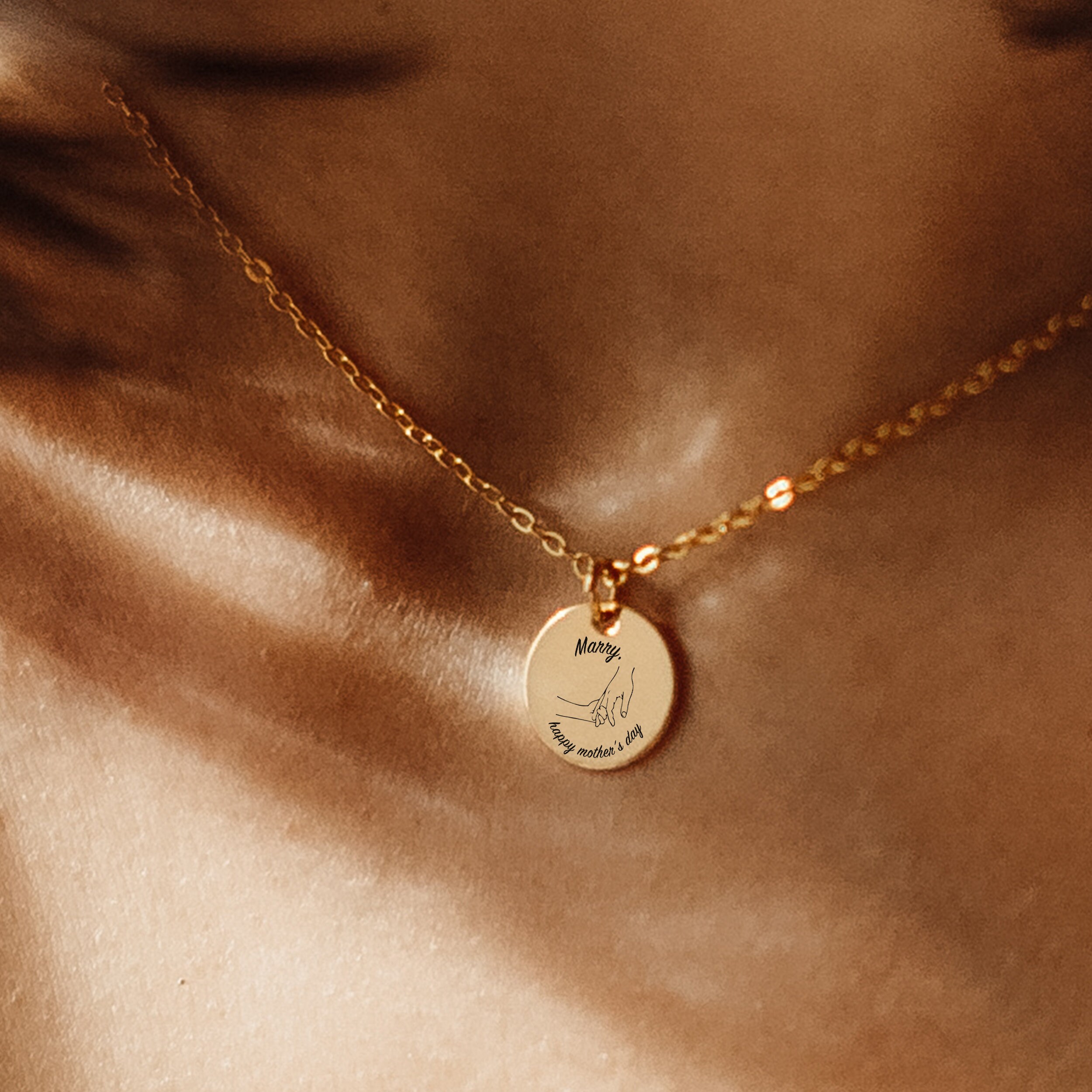 Gold Coin Necklace Mom Jewelry Everyday 