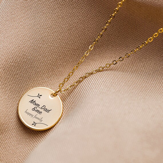 Gold Pendant Necklace Personalized Jewelry for Family Disc - Etsy Italia