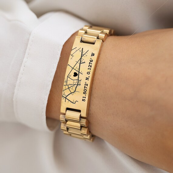 Mens latitude longitude bracelet discount