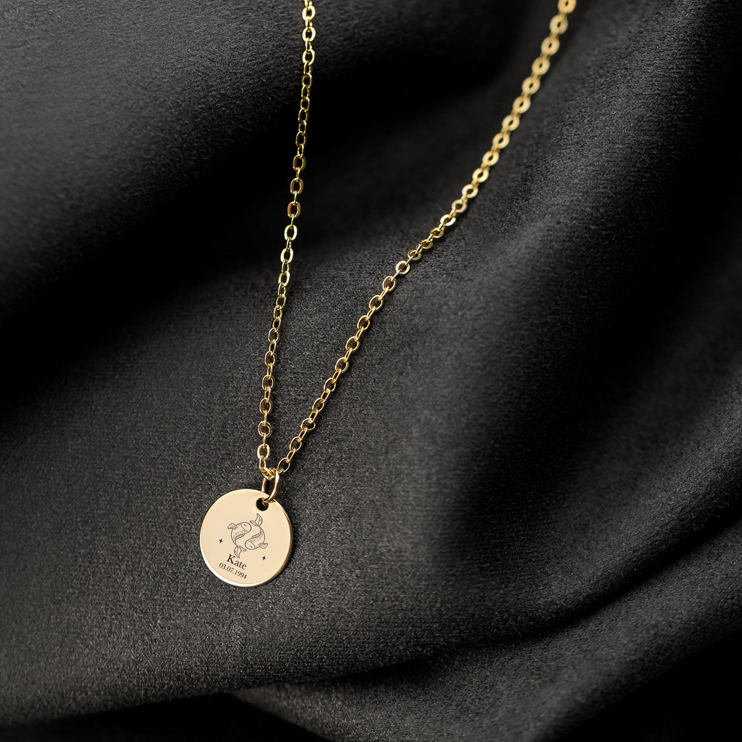 Personalized Pisces Necklace Zodiac 