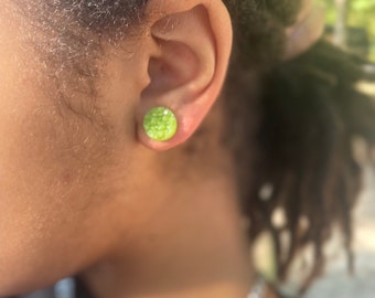 Lime Green Sparkly Studs