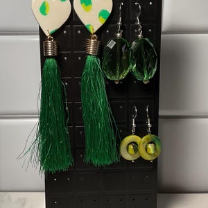 Green Of Hearts Clay 3 piece Earring Set