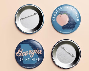 Atlanta Georgia City Flag USA Round 59mm Button Pin Badge