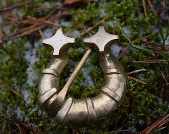 Viking Brooch Medieval Fibula Curonian Brass  Massive Cloak pin Reenactment clothing