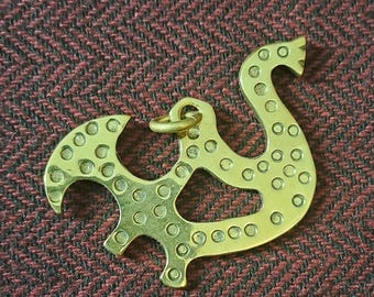 Baltic Bird necklace Pagan Zoomorfic Pendant   Replica Baltic Amulet Latvian signs Livonian Brass