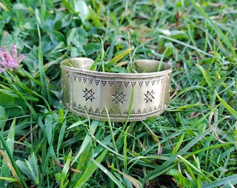 Brass Baltic Symbol Cuff: Custom Pagan Armring