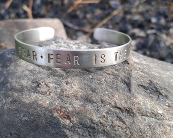 DUNE-I Must Not Fear. Fear is the Mind Killer- Frank Herbert quote Titanium  Handmade bracelet Litany Against Fear