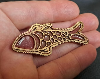 Frankish Fish brooch Enamel  Replica Early Medieval Dark Age Vendel Migration period.