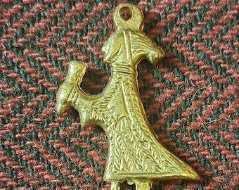 Valkyrie pendant Shieldmaiden Bronze Necklace  Hildr Viking Woman with drinking horn Valhalla Swedish