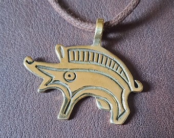 Celtic Germanic Art Animal Brass Pendant Spirit Animal Totemic  Heritage Boar