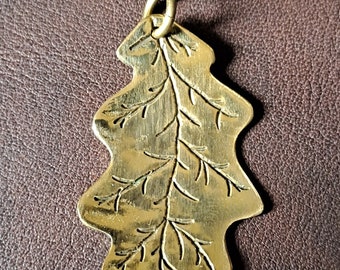 Faerie Leaf pendant Elven Textured Oak leaf Necklace  Pixie gift Handmade