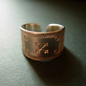 Norse ring Brass Custom made ring Adjustable ring  Baltic signs Mara cross