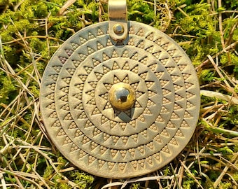 Viking Age Handstamped Shield Pendant Sun symbol.