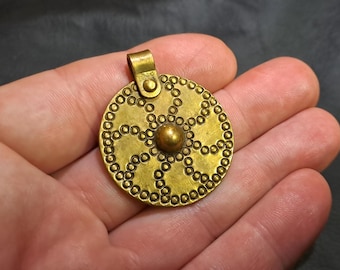 Viking Age Handstamped Birka Shield Pendant Sun symbol.