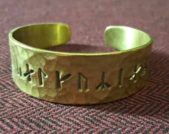 RUNE bracelet - Viking Old Norse  Futhark runic CUFF  Handmade Valkyria