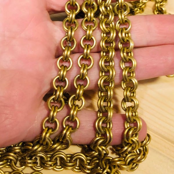 Baltic Livonian Chain per 1 cm for the Chain ornament Custom made  Finno Ugric Viking age costume Double link Chain Brass