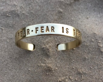 DUNE quote bracelet -I Must Not Fear. Fear is the Mind Killer- Frank Herbert quote Brass Handmade bracelet Litany Against Fear