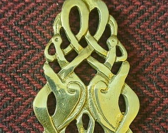 Celtic Heron Bird necklace Eternal love amulet Celtic Knot jewelry Brass