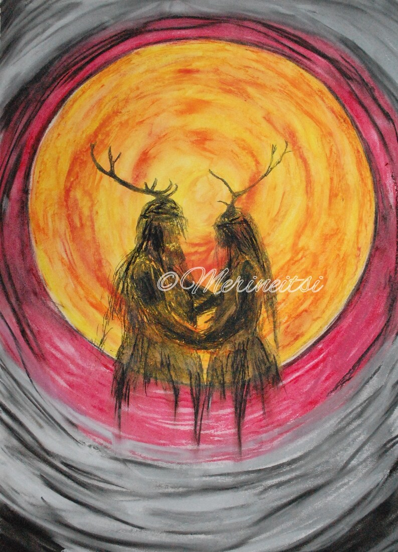 Heilung inspired print of an original oil pastel artwork