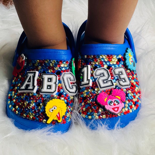 Sesame Street Inspired Bling Crocs | Elmo Crocs | Cookie Monster | Abby Cadabby | Blue Crocs | Custom Crocs | Birthday Crocs | Girl Crocs