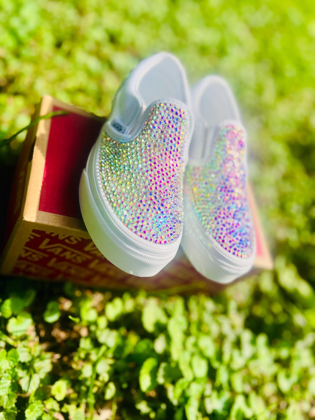Vans Skool Rhinestone Custom Rhinestone Slip on Vans – Bedazzled Glitter Shoes - Etsy