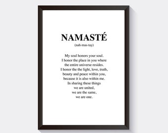 Namaste Zitat Art Print, moderne Typografie Wanddekoration (digitaler Download)