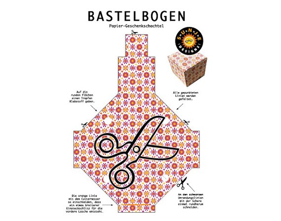Bastelbogen für kleine Geschenkschachtel, Box, DIY