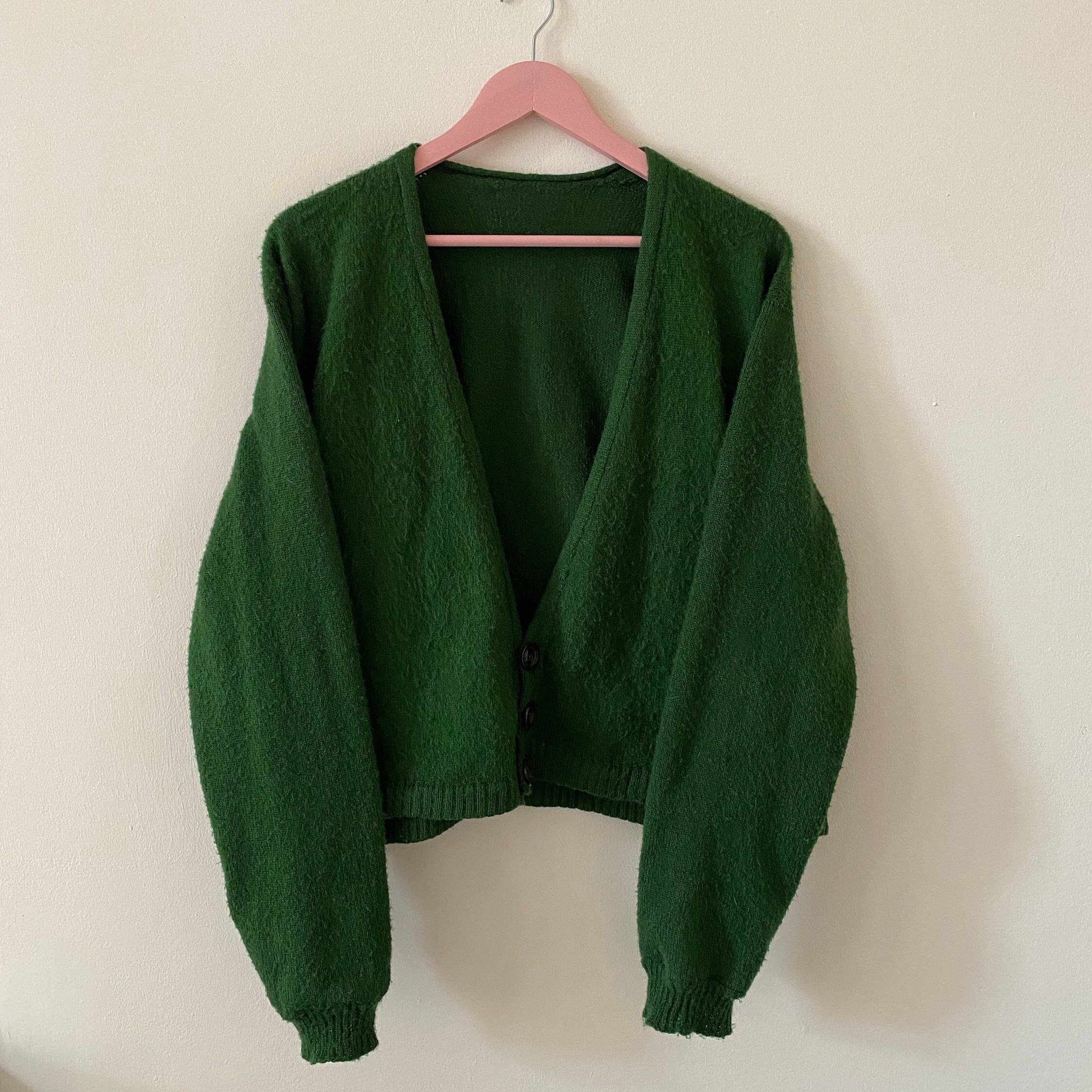 Forest Green Mohair Cardigan Etsy
