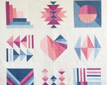 Modern Quilt Pattern | Modern Sampler Quilt Pattern | Sampler Quilt | Kinfolk PDF quilt pattern BUNDLE