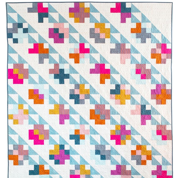 Plus Zeichen Quilt Muster | Modernes Quilt Muster | Modern Plus Quilt | Patchwork Quilt Muster | Mae PDF Quilt Muster Download