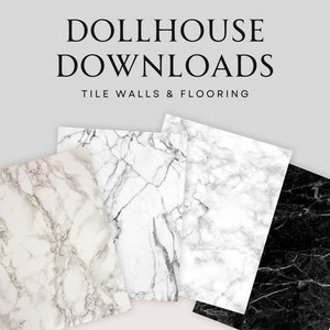 Puppenhaus Fliesen und Böden | Moderne Marmor Kollektion | Set mit 4 digitalen Downloads für Arbeitsplatten, Backsplash, Fußböden und mehr