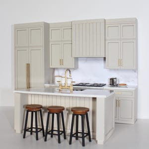 Dollhouse Kitchen Complete Set - Assembled, Non-Functional | Miniature 1:12 Scale Kitchen | Unpainted