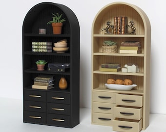 Dollhouse Arched Bookshelf | Miniature Shelf for 1:12 Scale Dollhouse