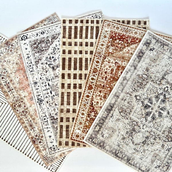 Dollhouse Area Rugs | 1:12 Scale Miniature Rugs | 4"x 6", 6"x9" Doll House Decorative Canvas Rugs
