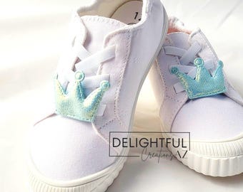 Blue Iridescent Princess Crown Shoe Clips