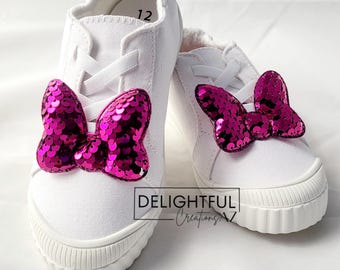 Dark Pink Sequin Minnie Mouse Bow Shoe Clips