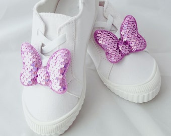 Purple Sequin Mouse Bow Shoe Clips