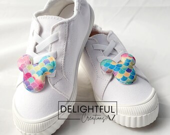Colorful Mermaid Scale Mouse Head Shoe Clips