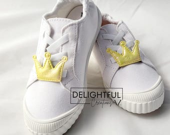 Yellow Iridescent Princess Crown Shoe Clips