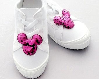 Dark Pink Sequin Mouse Head Shoe Clips