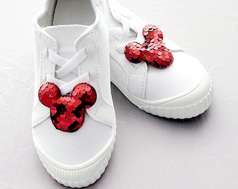 Red Sequin Mouse Head Shoe Clips