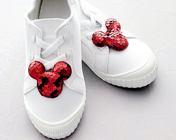 Featured listing image: Red Sequin Mouse Head Shoe Clips