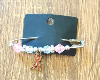 Breast Cancer Awareness Charm Pin | Handmade | Made by my child