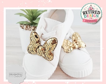 Gold Sequin Mouse Bow Shoe Clips