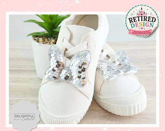Silver Sequin Mouse Bow Shoe Clips