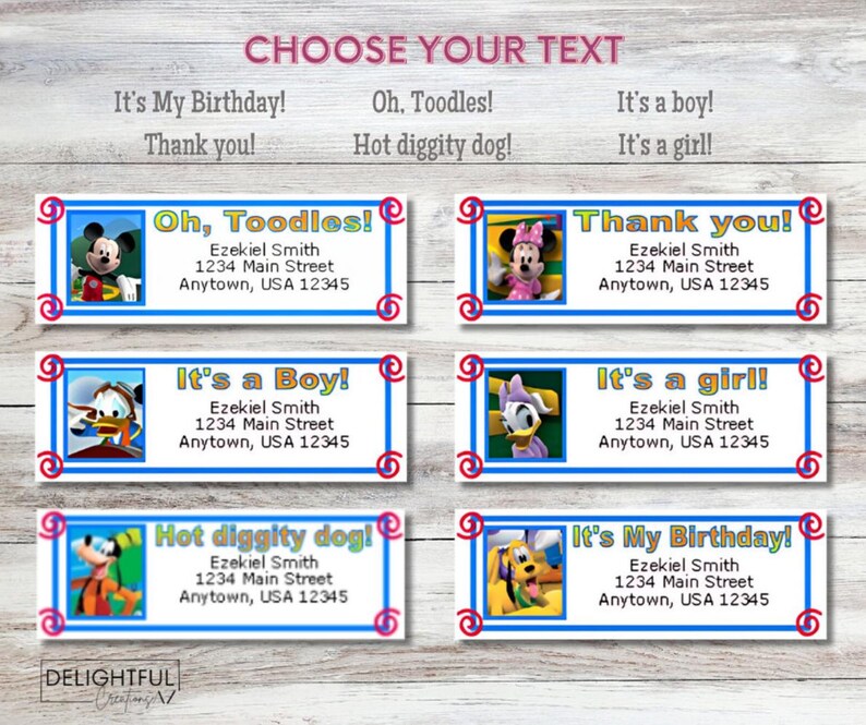 Mickey Mouse Clubhouse Personalized Address Labels - Set of 30 - Etsy