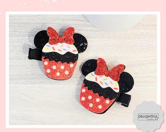 Minnie Mouse Cupcake Hair Clips